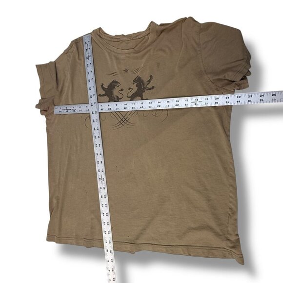 VTG EXPRESS T-Shirt Mens Sz XL Army Green Graphic Lion SS Thrashed Baggy Y2K 90s - Picture 6 of 11